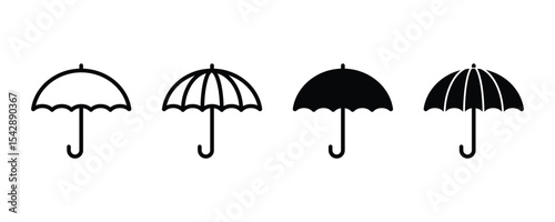 Umbrella Icon Set – Line and Solid Vector Design for Weather and Insurance Use