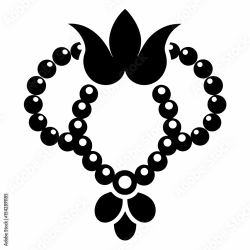 Mardi Gras beads silhouette vector black on white background