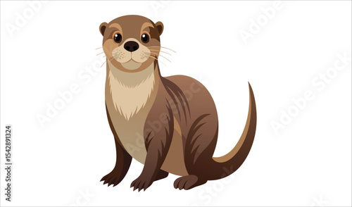 Adorable cartoon otter illustration sitting