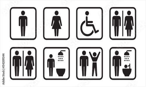 Restroom icon set male female accessible family