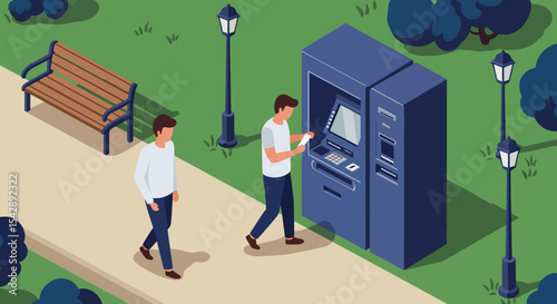 Convenient ATM Access in a Park Setting Illustration