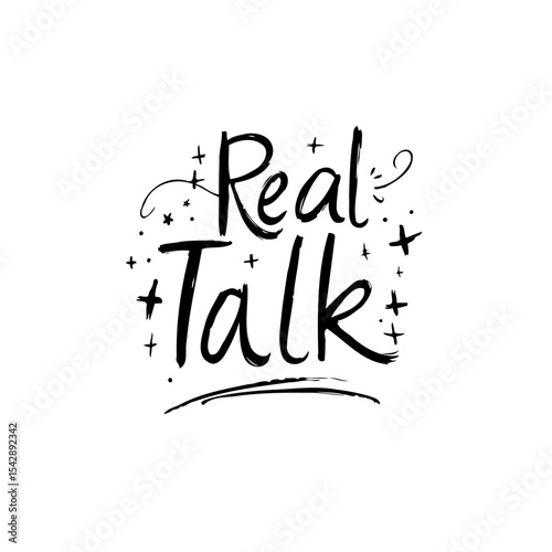 Stylish vector illustration featuring the words Real Talk in a playful design