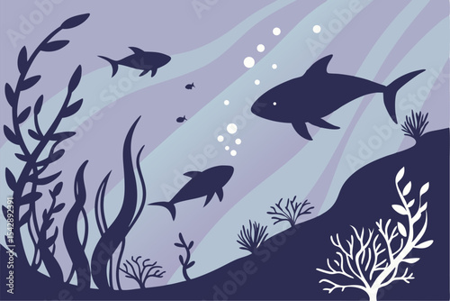 Aquatic Grace: Black Fish Silhouette Set