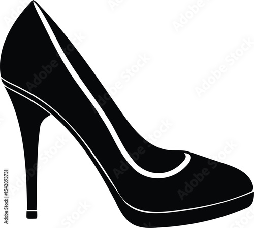 Elegant black high heel shoe isolated on white background for fashion