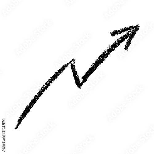 Hand drawn ink arrow illustration in sketch style. Business doodle clipart. Single element for design