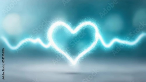 A glowing vital sign line merging with symbols of inner happiness. Spiritual and mental well-being. The ability to find happiness within oneself.