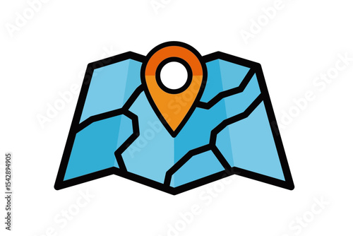 Map with Location Pin Icon for Travel and Navigation Design