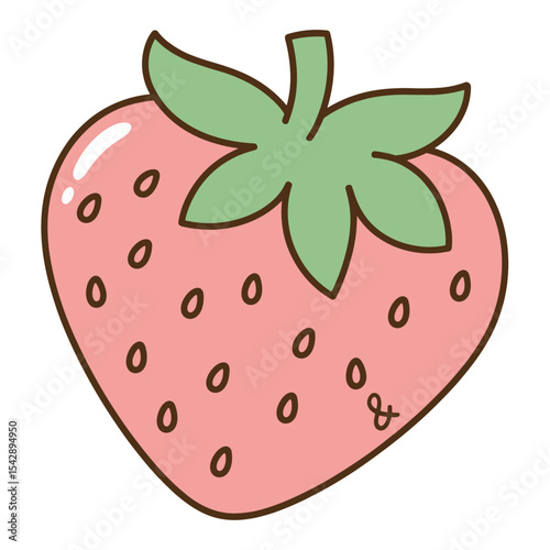 Strawberry Doodle Art Line Drawing Icon
