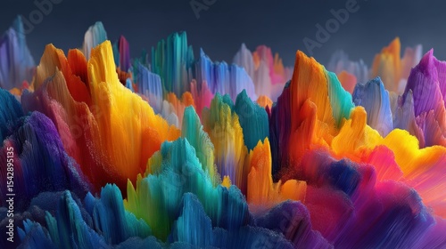 Striking Abstract Landscape of Colorful Spire-like Formations with Textured Surface