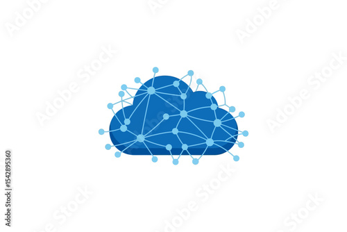 Connected Cloud Graphic Network Communication on White