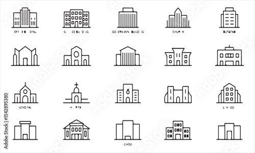 Collection of simple building line icons