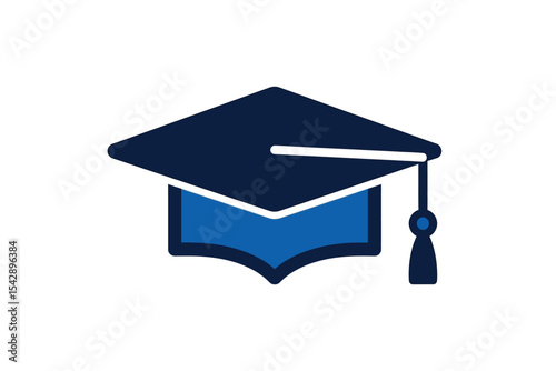 Graduation Cap Icon Education Symbol in Blue Colors