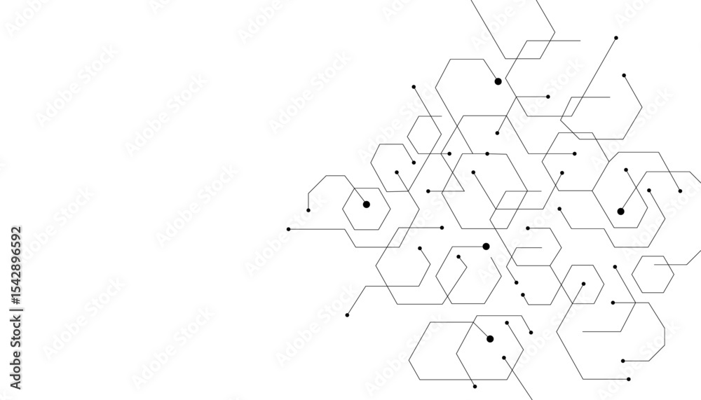 Fototapeta premium Technology black hexagon diagram concept. High-tech hexagon geometric connection system.Vector abstract technology on a white background.