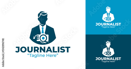 Stylish Journalist Logo with Microphone and Modern Reporter Branding
