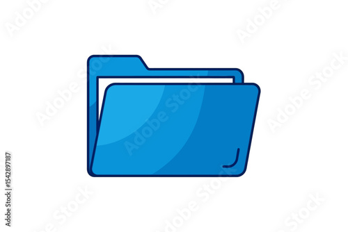 Open Blue Folder Icon for Data Storage and Organization