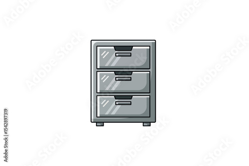 Storage Cabinet with Three Drawers Isolated on White Background