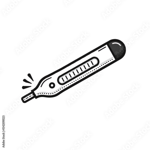 Thermometer illustration, minimalistic style, black and white design