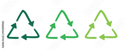 Hand drawn recycle arrow icon Recycling resources symbol Reuse of materials, zero waste, green environment, saving the planet