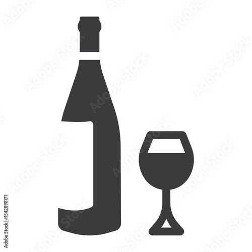 Wine Bottle and Glass Icon