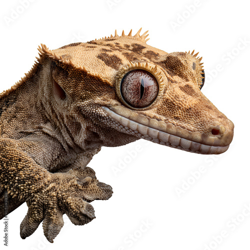 New Caledonian crested gecko close up portrait reptile detail