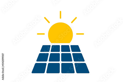 Solar Panel Generating Energy with Sun Icon for Clean Energy