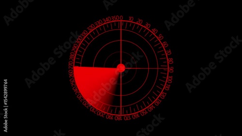 Motion graphic of Red color sonar radar screen searching an object with digital technology background, Futuristic animation concept seamless loop video Digital technology, orientation, protection, rad