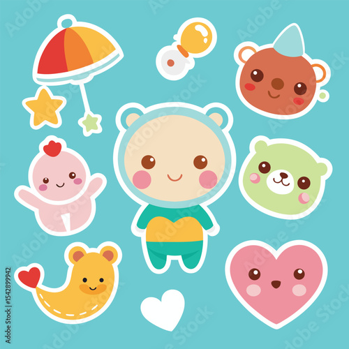 Cute Baby Stickers Set