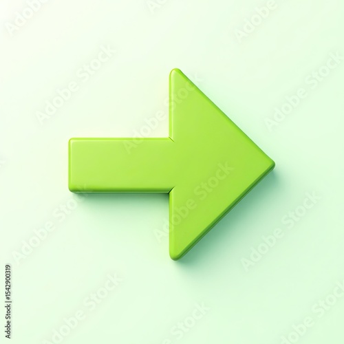 Simple Bright Green 3D Arrow Pointing Right Direction Indicating Choice