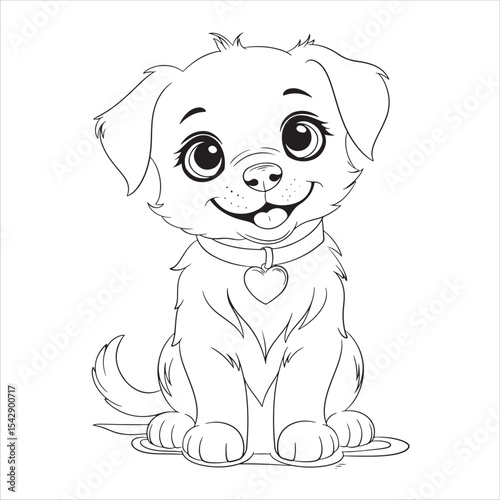 Cute Puppy Coloring Page for Kids