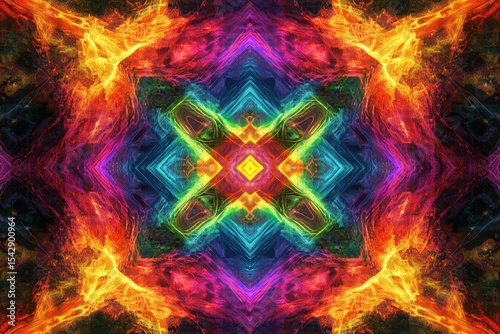 Exciting abstract neon square frame design with vibrant colors and seamless pattern in a modern style, Abstract neon square frame Seamless
