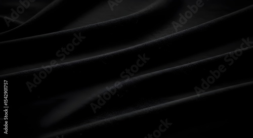 Elegant Black Silk Fabric Background | Dark Smooth Textile for Fashion, Design, and Luxury Brand Marketing