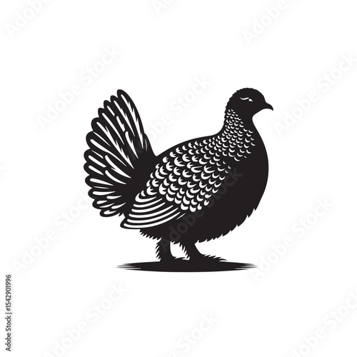 Elegant Pheasant Vector Silhouette Design – Detailed Upland Bird with Flowing Tail Feathers, Minimalist Graphic Style Ideal for Woodland Art, Vintage Prints, and Outdoor Branding

