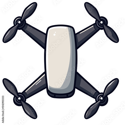 Cartoon illustration of a drone with propellers for aerial photography and technology concepts