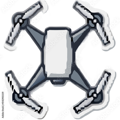 Stylized Drone Illustration Isolated on Black Background, Perfect for Technology Concepts