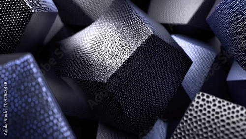 Abstract Metallic Cubes Forming an Intriguing Pile