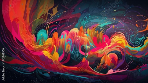 Abstract colorful design with flowing forms.