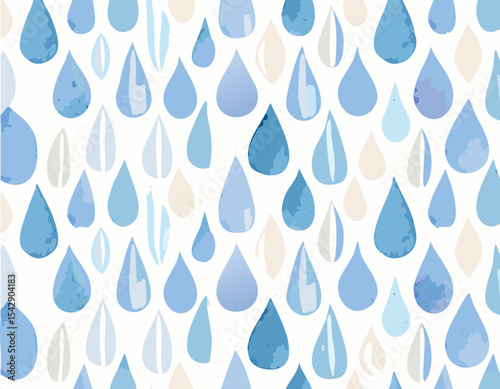 Seamless watercolor abstract pattern with teardrop shapes on a soft blue background. Simple bold and modern ornament design for fabric, wallpaper, wrapping paper.bold, colourful, contemporary, dot, 
