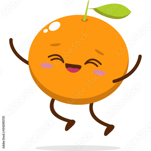 Cute orange character kawai vector for orange mascot. happy face, winking eye,. smile