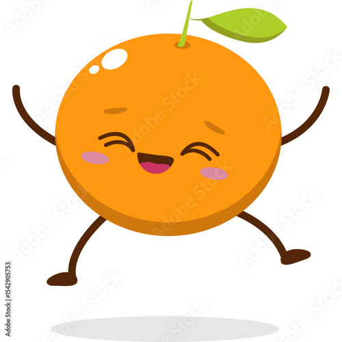 Cute orange character kawai vector for orange mascot. happy face, winking eye,. smile