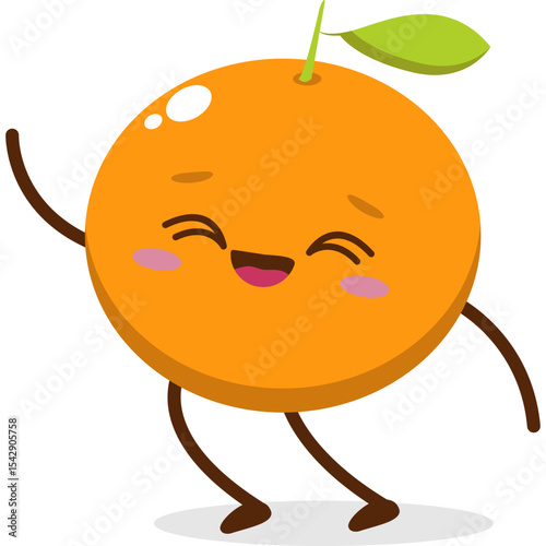 Cute orange character kawai vector for orange mascot. happy face, winking eye,. smile