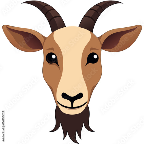 Cartoon Goat Head with Horns: A Simple and Delightful Vector Illustration
