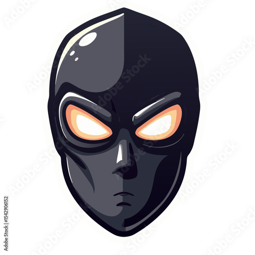 Alien head illustration on black background with glowing eyes perfect for a logo design