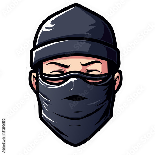 Illustration of a masked person with a beanie, suitable for gaming or security themes