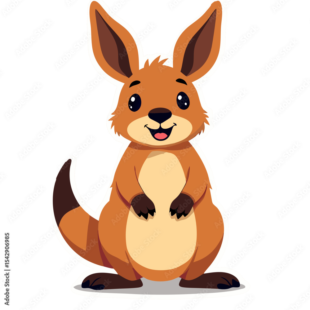 Fototapeta premium Cute cartoon kangaroo illustration, perfect for children's books and educational content