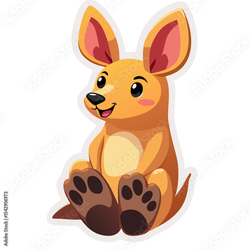 Adorable Cartoon Kangaroo Illustration on a Black Background for Various Design Purposes