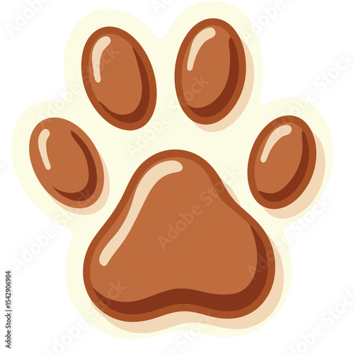 Cartoon paw print illustration on a black background promoting pet care and animal welfare