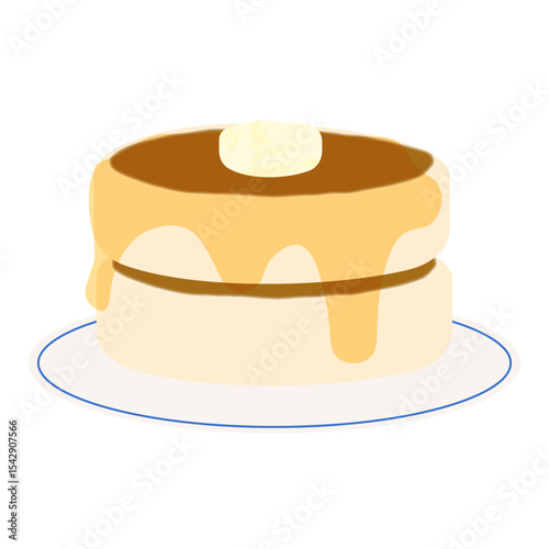 レトロ可愛いパンケーキのイラスト