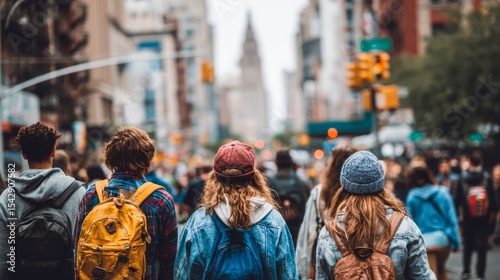 Groups of friends doing activities likesightseeing