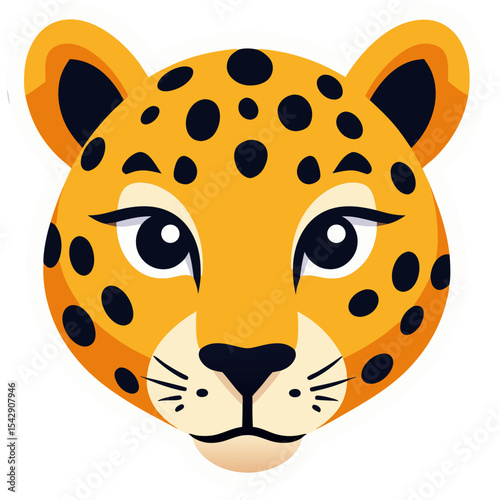 Vibrant illustration of a cartoon jaguar head, perfect for children's designs and prints