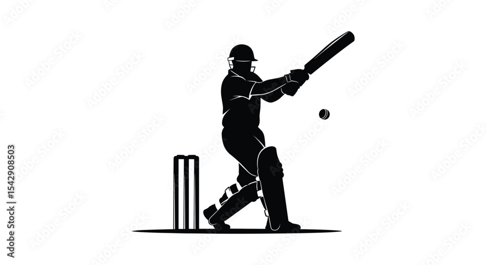 Obraz premium The Thrill of the Game A Cricketer's Intense Moment of Batting Action